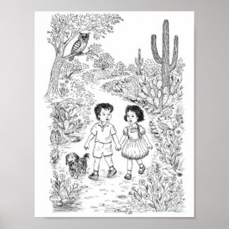 Coloring Page for Kids: The Magic Trail Poster