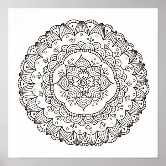 Coloring Page Mandala Blume Poster (Vorne)
