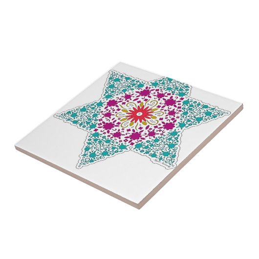 Colorized Davidsstern Siegelentwurf in Jerusalem Fliese (Seite)