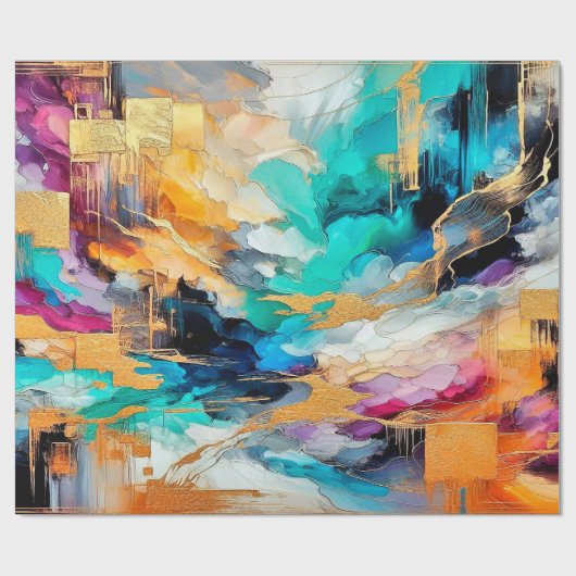 Colors and Gold Geschenkpapier (Flach)