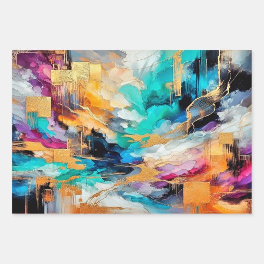 Colors and Gold Geschenkpapier Set (Vorderseite)