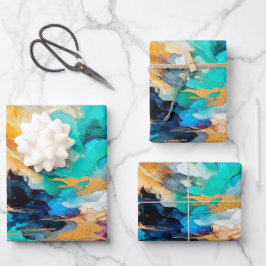 Colors and Gold Geschenkpapier Set