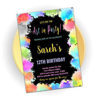 Colors Art in Party Paint Birthday Einladung