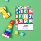 Colors Building Blocks The Big One 1st Birthday Einladung