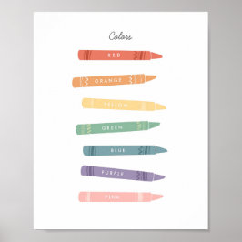 Colors Chart Illustration Classroom Montessori Art Poster