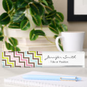 Colors Diagonal Zigzag Zickzack Muster Namensplakette