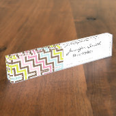 Colors Diagonal Zigzag Zickzack Muster Namensplakette (Seite)