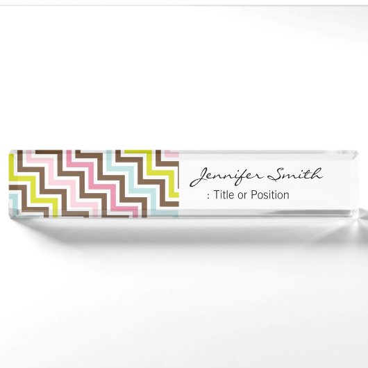 Colors Diagonal Zigzag Zickzack Muster Namensplakette (Vorderseite)
