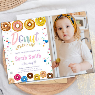 Colors Donut Birthday Einladungen mit Foto