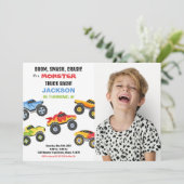 Colors Monster Truck Birthday Einladungen Foto (Stehend Vorderseite)