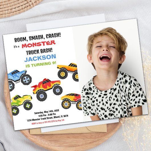 Colors Monster Truck Birthday Einladungen Foto
