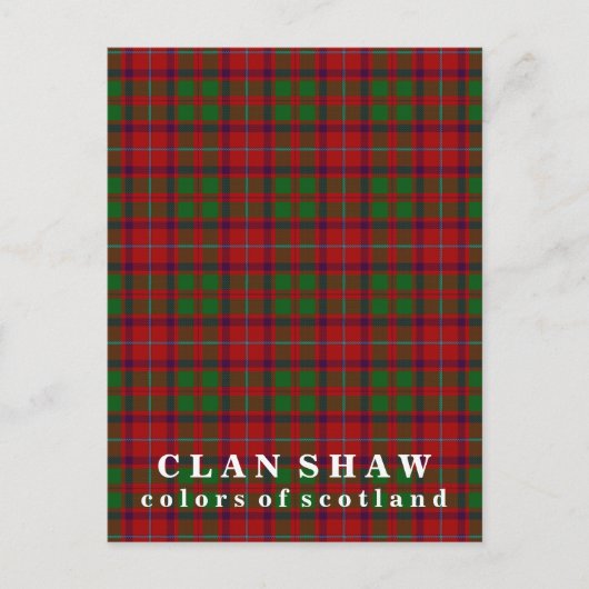 Colors of Scotland Clan Shaw Tartan Postkarte (Vorderseite)