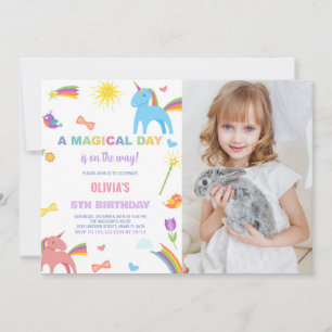 Colors Unicorn Birthday Einladungen Foto