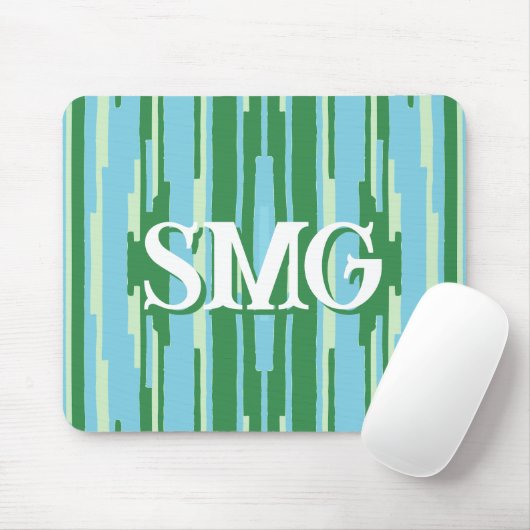 Colorstack Ikat in Green + Aqua Personalized Mousepad (Mit Mouse)