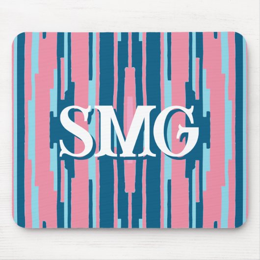 Colorstack Ikat in Pink + Aqua Personalized Mousepad (Vorne)