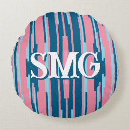 Colorstack Ikat in Rosa + Aqua Personalisiert Rundes Kissen