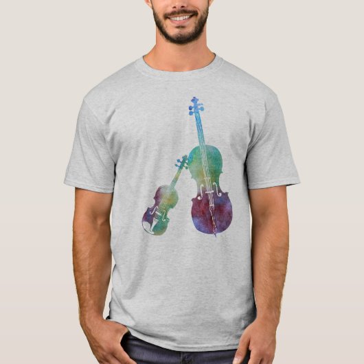 Colorwashed Violine und Cello T-Shirt (Vorderseite)