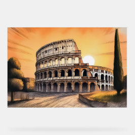Colosseum ancient roman amphitheater during golden acrylschild