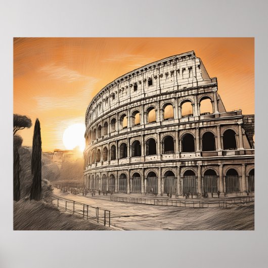 Colosseum in rome with warm sunset light poster (Vorne)