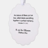 Colossians 3:14 Love and Harmony Bible Verse Ornament Karte (Links)