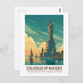 Colossus of Rhodes Seven Wonders of the World Art Postkarte (Vorne/Hinten)