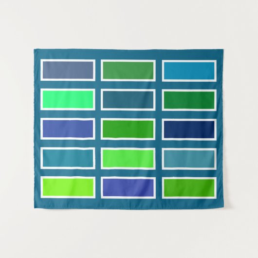 Colour Bricks (blue/green) Wandteppich (Vorderseite (Horizontal))