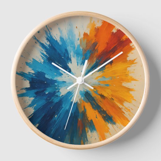 Colour Burst Clock - Abstraktes Kunstwerk Uhr (Vorderseite)