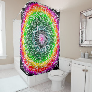 Colour Burst Rainbow Prism Mandala Duschvorhang