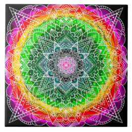 Colour burst Rainbow Prism Mandala Fliese
