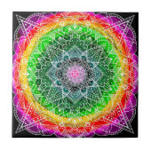 Colour burst Rainbow Prism Mandala Fliese (Vorderseite)