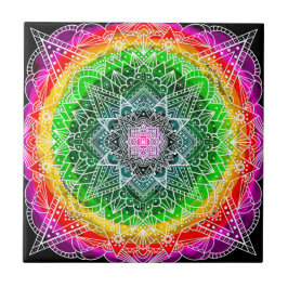 Colour burst Rainbow Prism Mandala Fliese