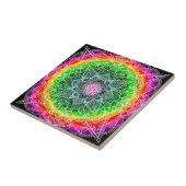 Colour burst Rainbow Prism Mandala Fliese (Seite)