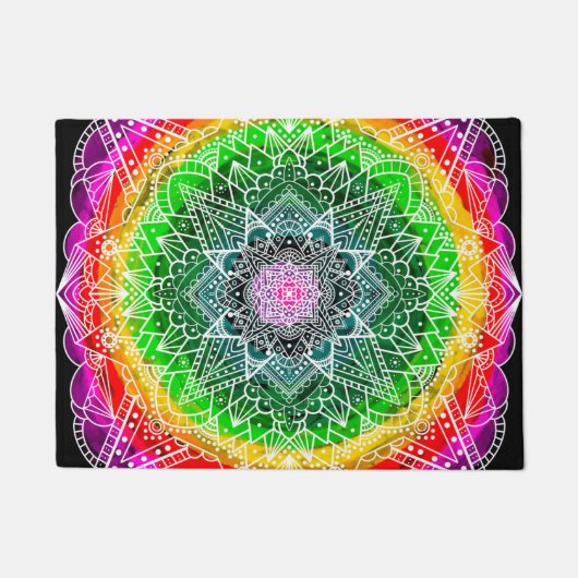 Colour Burst Rainbow Prism Mandala Fußmatte (Vorderseite)