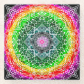 Colour burst Rainbow Prism Mandala Glasuntersetzer (Vorderseite)