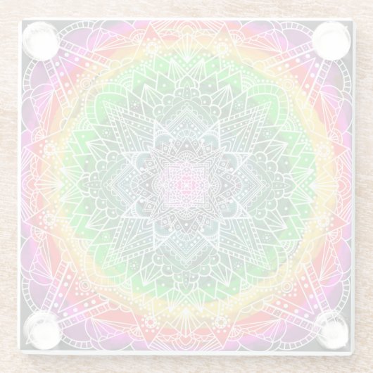 Colour burst Rainbow Prism Mandala Glasuntersetzer (Rückseite)