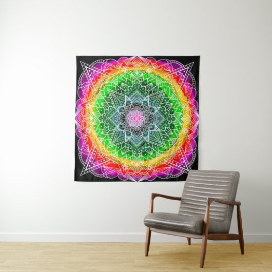 Colour Burst Rainbow Prism Mandala Wandteppich (Beispiel)