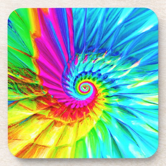 Colour Burst Spiral Muster Kunst Getränkeuntersetzer (Vorderseite)