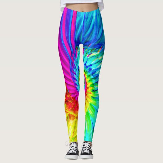 Colour Burst Spiral Muster Kunst Leggings (Vorderseite)