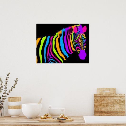 Colour Burst Zebra Poster (Küche)