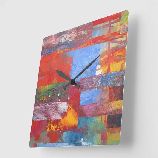 Colour Grid Multicoloured abstract Quadratische Wanduhr (Winkel)