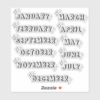 Colour In Headers Yearly Months Planner Journal Aufkleber