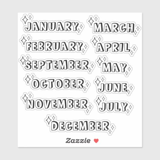 Colour In Headers Yearly Months Planner Journal  Aufkleber (Blatt)