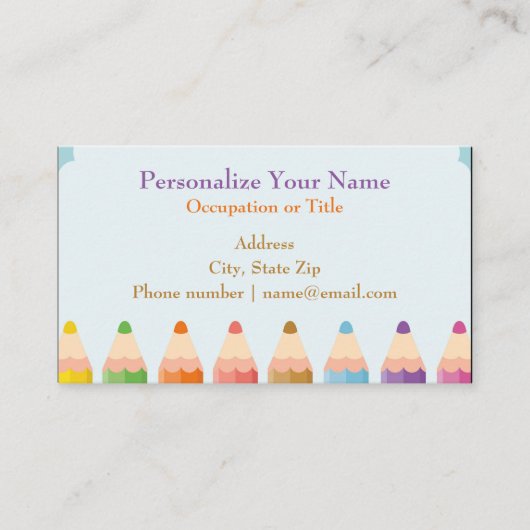 Colour Pencils Artist School Teacher Tutor Visitenkarte (Vorderseite)