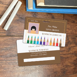 Colour Pencils Doodle School Librarian Brown Abzei Ausweis