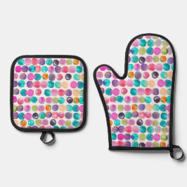 Colour Pop Oven Mitt – Fun Watercolor Kitchen  Ofenhandschuh & Topflappen-Set