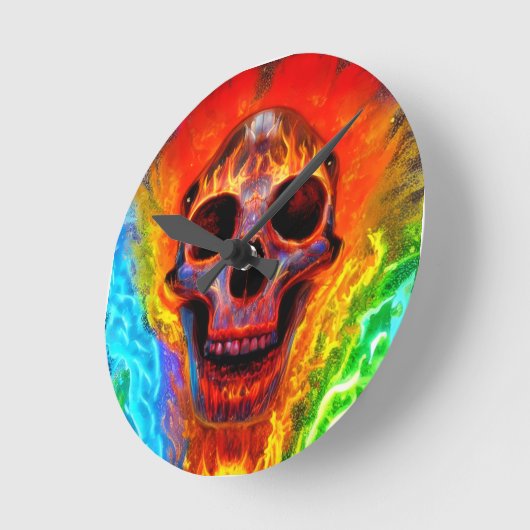 Colour Skull Runde Wanduhr (Winkel)