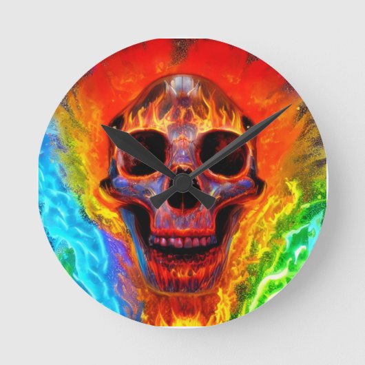 Colour Skull Runde Wanduhr (Vorderseite)