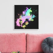 Colour Splash Fantasy Rainbow Unicorn Leinwanddruck (Insitu (Wohnzimmer))