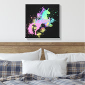 Colour Splash Fantasy Rainbow Unicorn Leinwanddruck (Insitu (Schlafzimmer))