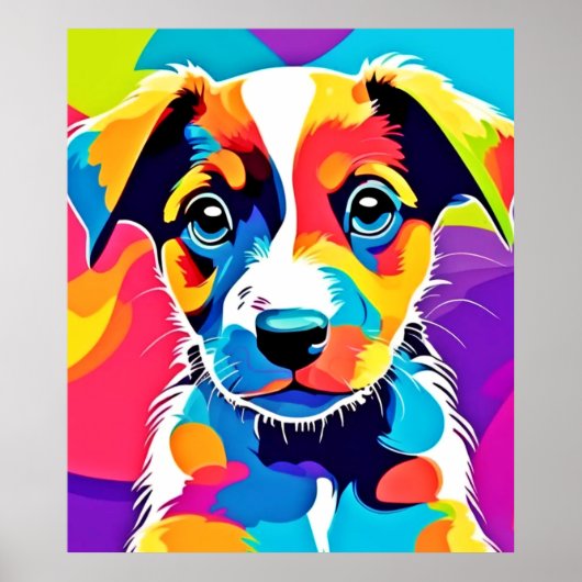 Colour Splash Groovy Canine Dog Poster (Vorne)